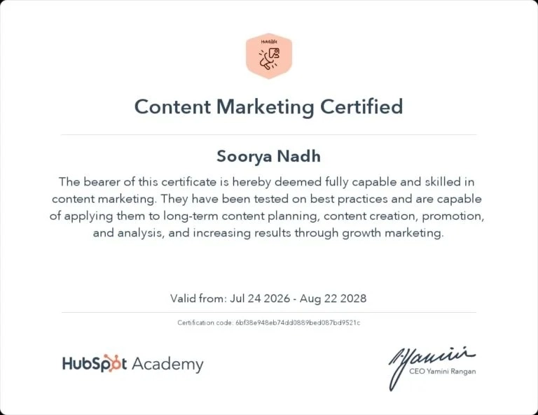 content marketing certificate best freelance digital marketer in alappuzha